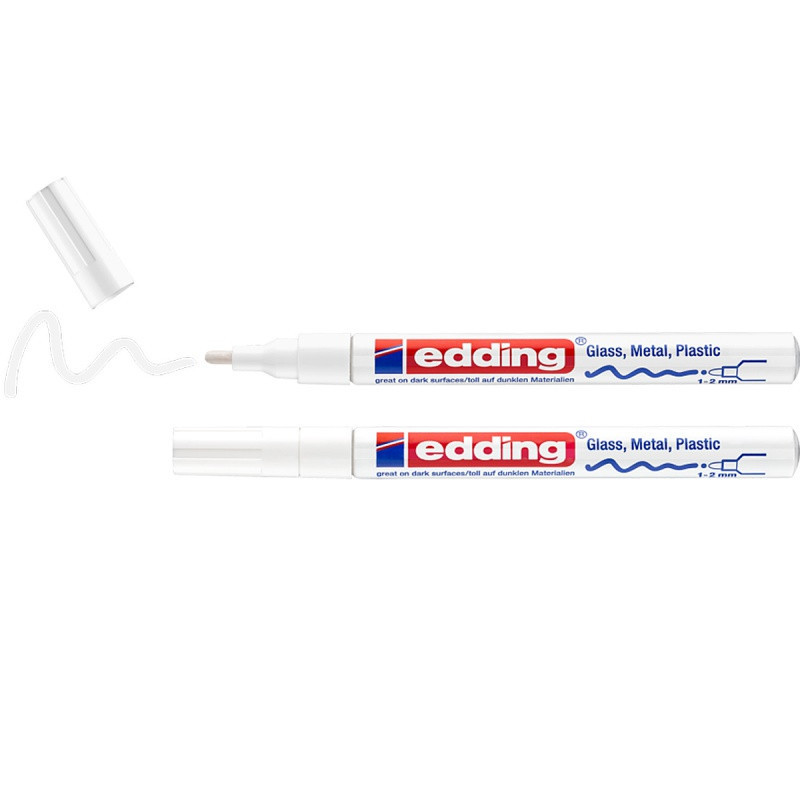 Marker olejowy połyskujący e-751 EDDING, 1-2mm, 2 szt., blister, biały
