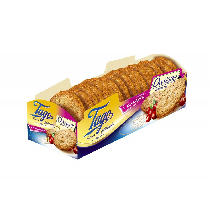 Ciastka owsiane z żurawiną TAGO, 185g