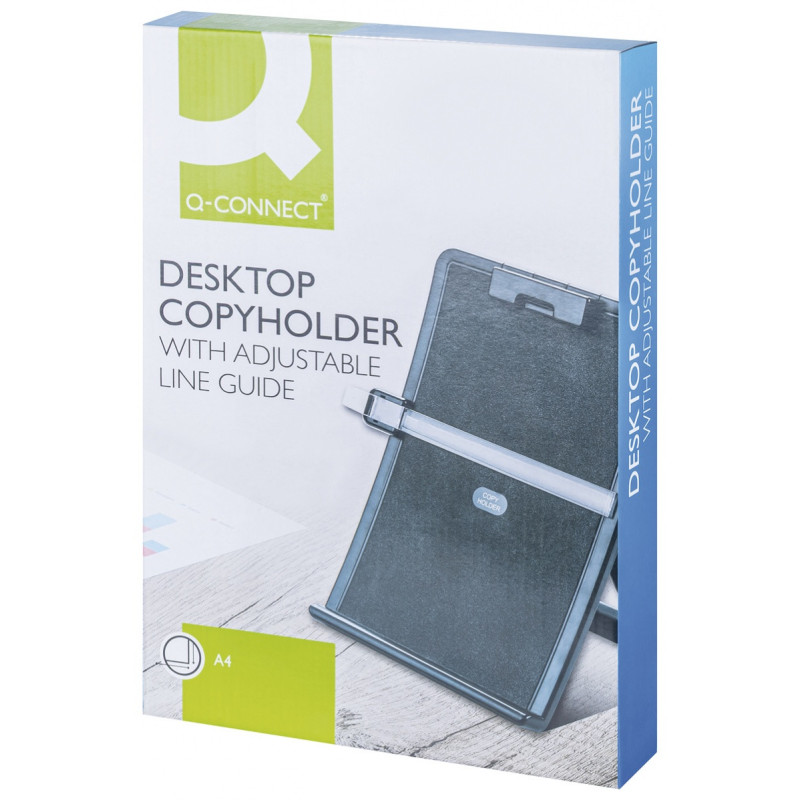 Uchwyt na dokumenty Q-CONNECT A4, z linijką, regulowana prowadnica