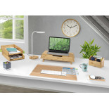 Lampka na biurko CEP CLED-0290, Flex, biały z el. drewna