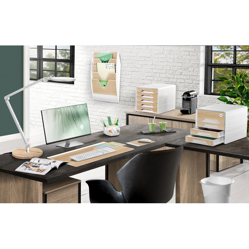 Lampka na biurko CEP CLED-0350, Giant, biały z el. drewna