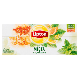 Herbata LIPTON ziołowa, mięta z cytrusami, 20 torebek