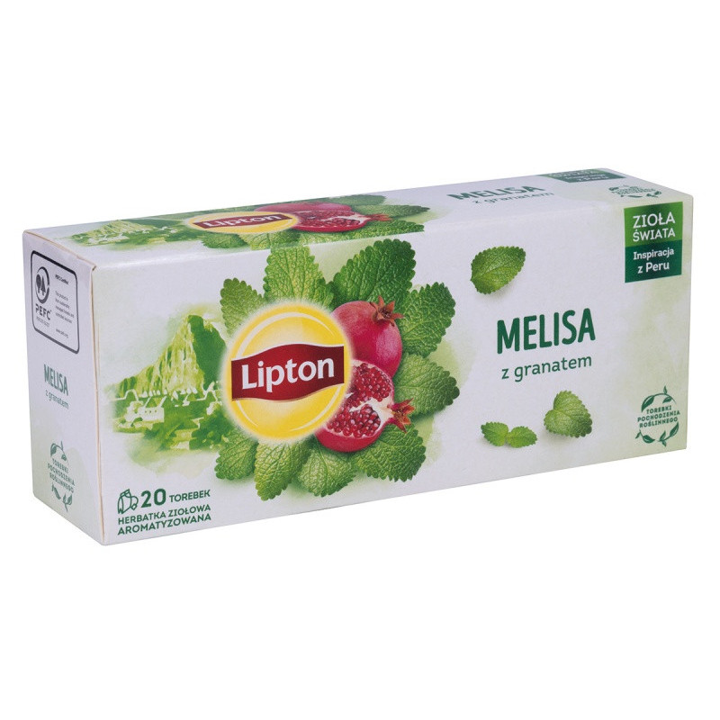 Herbata LIPTON ziołowa, melisa z granatem, 20 torebek