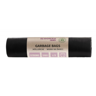 Worki na śmieci DONAU ECO, mocne (LDPE), 240l, 5 szt., czarne