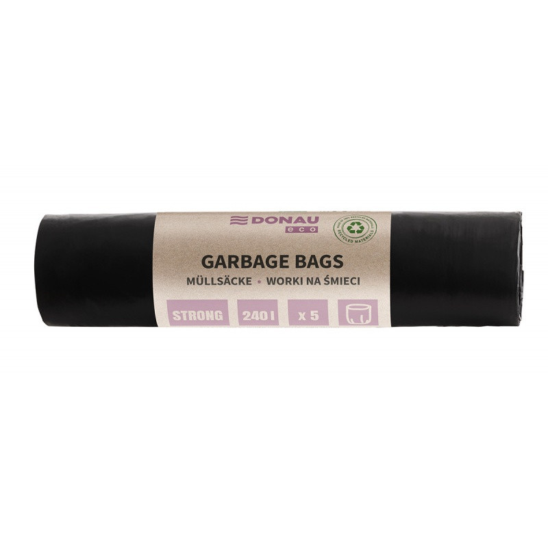 Worki na śmieci DONAU ECO, mocne (LDPE), 240l, 5 szt., czarne