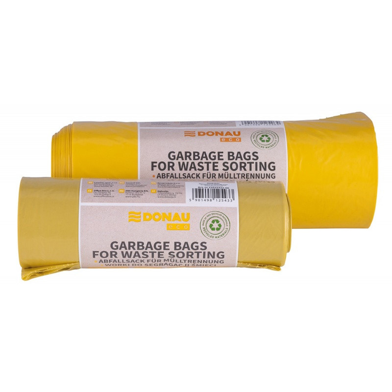 Worki na śmieci DONAU ECO, do segregacji plastiku, 120l, 10 szt., żółte