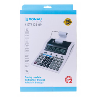 Kalkulator drukujący DONAU TECH, CI-CX123N, 12-cyfr. wyświetlacz, wym. 267x202x77 mm, biały