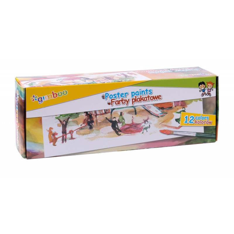 Farby plakatowe GIMBOO, 12x20ml, mix kolorów