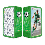 Piórnik szkolny GIMBOO, z wyposażeniem, 3 komory, piłka nożna, zielony