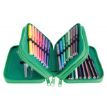 Piórnik szkolny GIMBOO, z wyposażeniem, 3 komory, piłka nożna, zielony