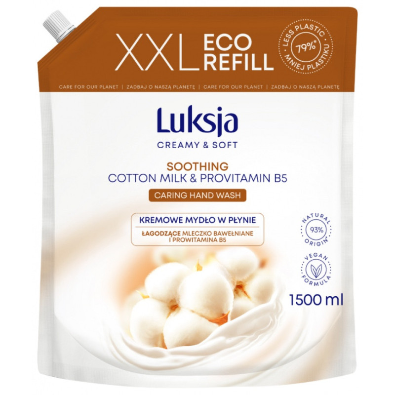 Kremowe mydło w płynie LUKSJA, bawełna, zapas 1500ml