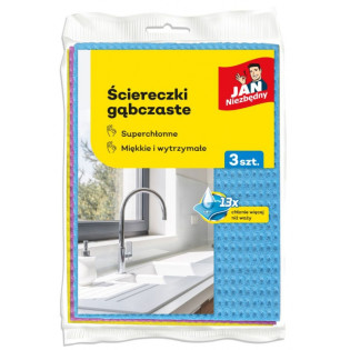 Ściereczki gąbczaste JAN NIEZBĘDNY, 3 szt., mix