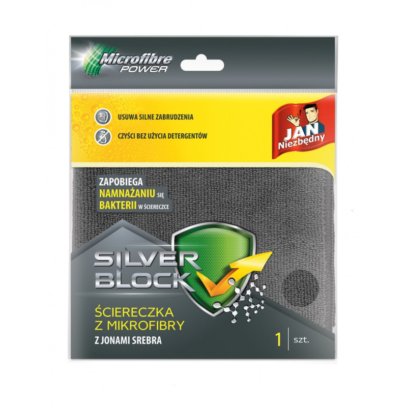 Ściereczka z mikrofibry JAN NIEZBĘDNY, silver block, 1 szt., szara