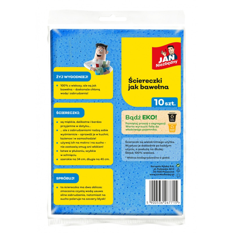Ściereczki jak bawełna JAN NIEZBĘDNY, 10 szt., mix kolorów
