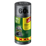 Worki na śmieci JAN NIEZBĘDNY, magnum flex, z taśmą, 60l, 20szt., szare