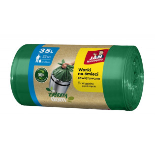 Worki na śmieci JAN NIEZBĘDNY, zielony dom, easy pack, 35l, 22szt., zielone