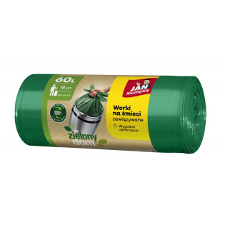 Worki na śmieci JAN NIEZBĘDNY, zielony dom, easy pack, 60l, 18szt., zielone