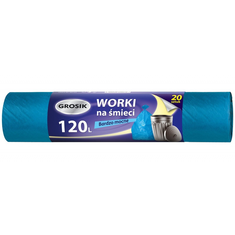 Worki na śmieci GROSIK, mocne, 120l, 20szt.,niebieskie
