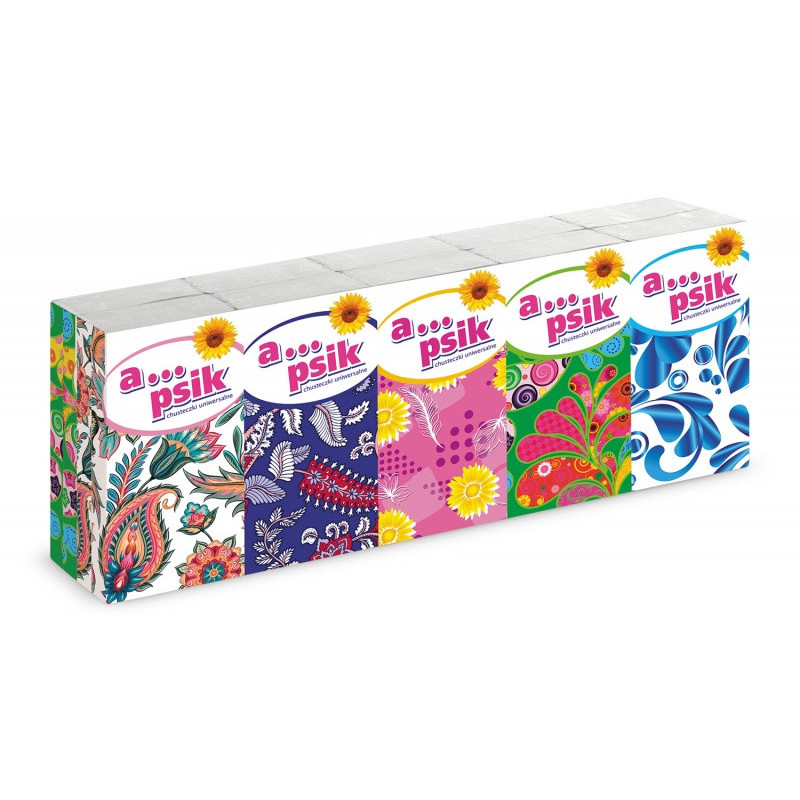 Chusteczki higieniczne VELVET, Apsik, uniwersalne, 3-warstwowe, 10x9szt., białe