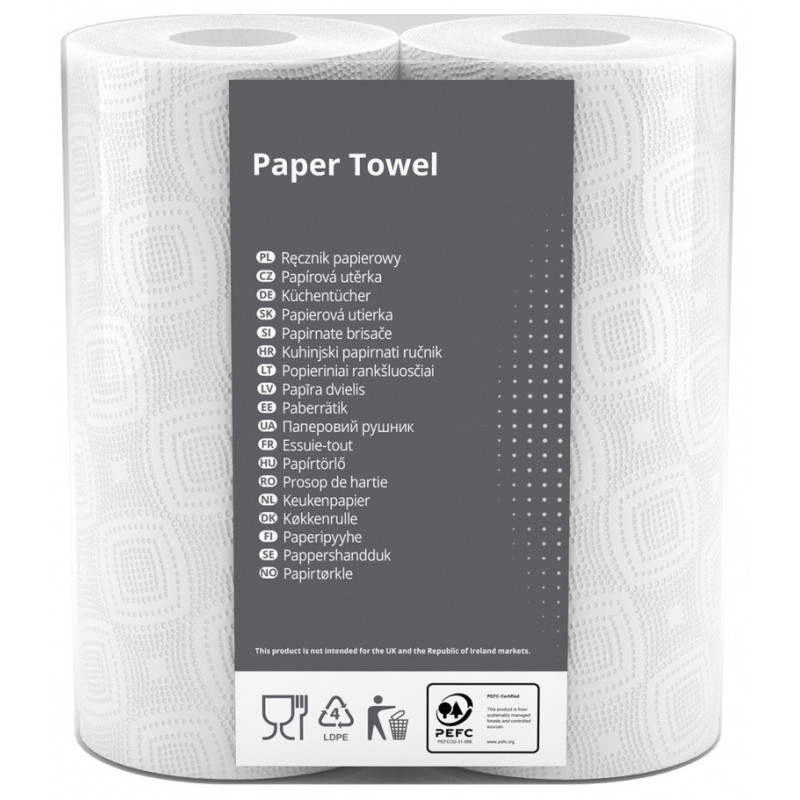 Ręcznik w roli celulozowy VELVET, Professional, 2-warstwowy, 50 listków, 2 szt., biały