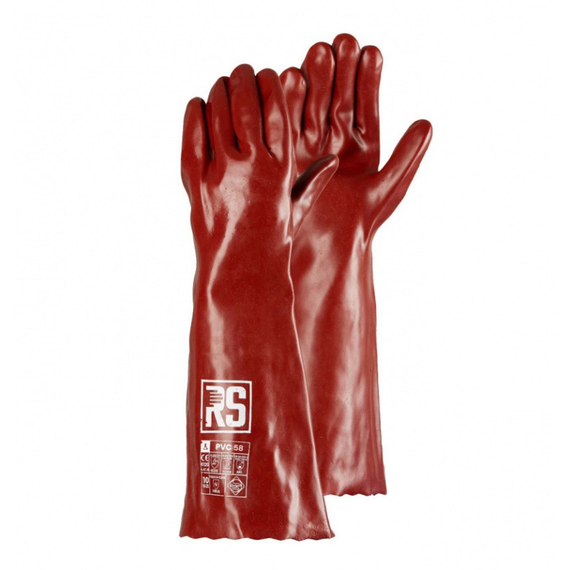 Rękawice chemiczne RS PVC, 58 cm, rozm. 10, czerwone