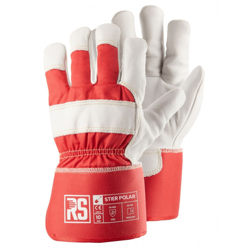 Rękawice ocieplane RS Stier Polar, typu doker, rozm. 11, czerwono-białe