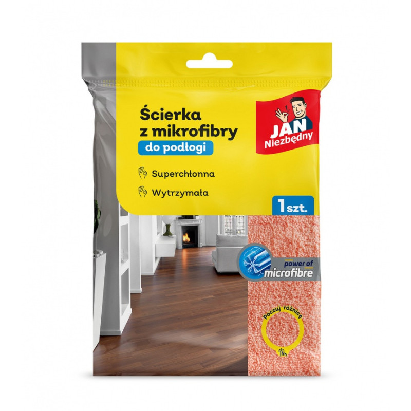 Ścierka z mikrofibry JAN NIEZBĘDNY, do podłogi, dwustronna, 1 szt., pomarańczowa