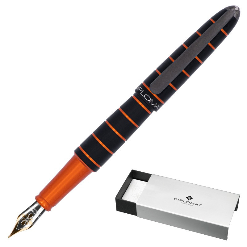 Pióro wieczne DIPLOMAT Elox, F, 14ct, czarne/pomarańczowe