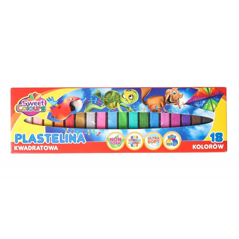 Plastelina SWEET COLOURS, kwadratowa, 18 kolorów