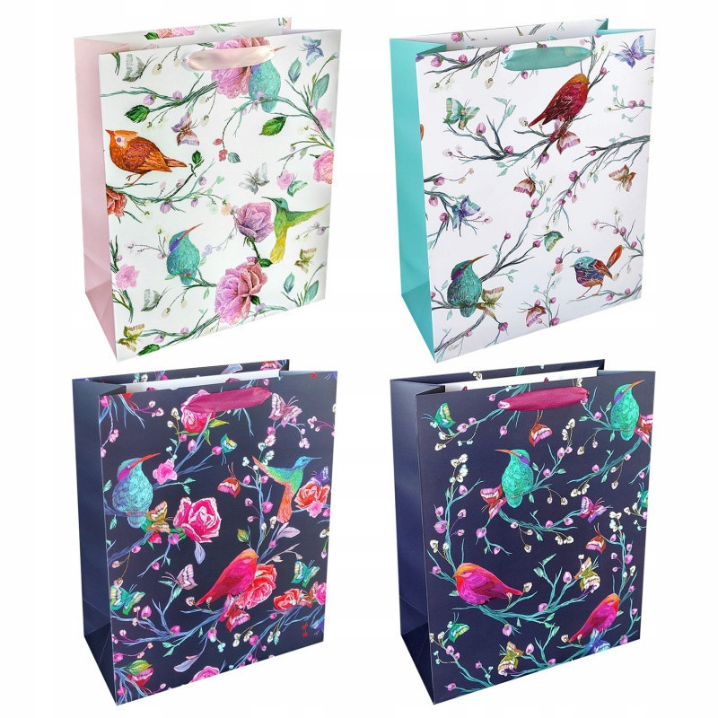 Torba prezentowa INCOOD, ptaki na gałązkach, 18x23cm, 1 szt., mix wzorów
