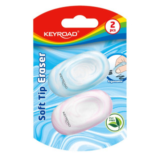 Gumka do ścierania KEYROAD, miękka, 2 szt., blister, mix kolorów