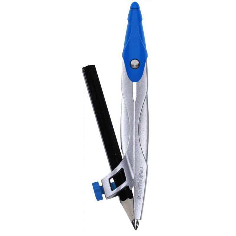 Cyrkiel metalowy KEYROAD, w etui, z ołówkiem, pakowany w display, mix kolorów