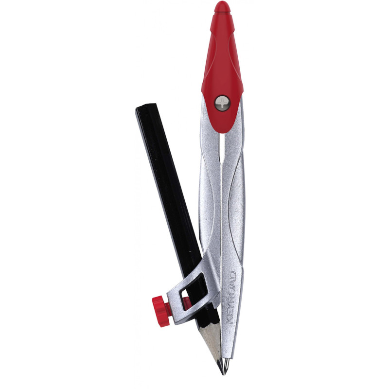 Cyrkiel metalowy KEYROAD, w etui, z ołówkiem, pakowany w display, mix kolorów