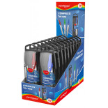 Cyrkiel metalowy KEYROAD, w etui, z grafitami, pakowany w display, mix kolorów