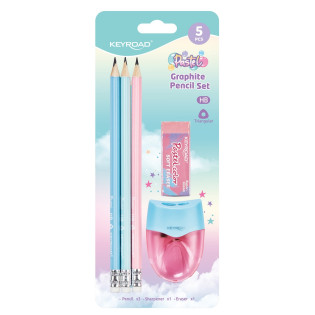 Zestaw szkolny KEYROAD, Pastel, 5 elementów, blister, mix kolorów
