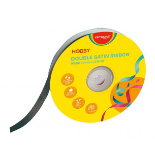 Wstążka KEYROAD, podwójna, satynowa, 12mm x 22,86m, na szpulce, czarna