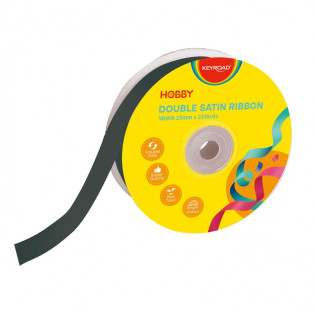 Wstążka KEYROAD, podwójna, satynowa, 25mm x 22,86m, na szpulce, czarna