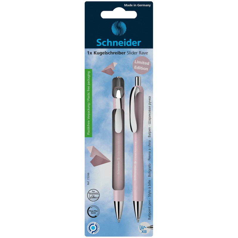 Długopis automatyczny SCHNEIDER Slider Rave, XB, 1szt., blister, perłowy