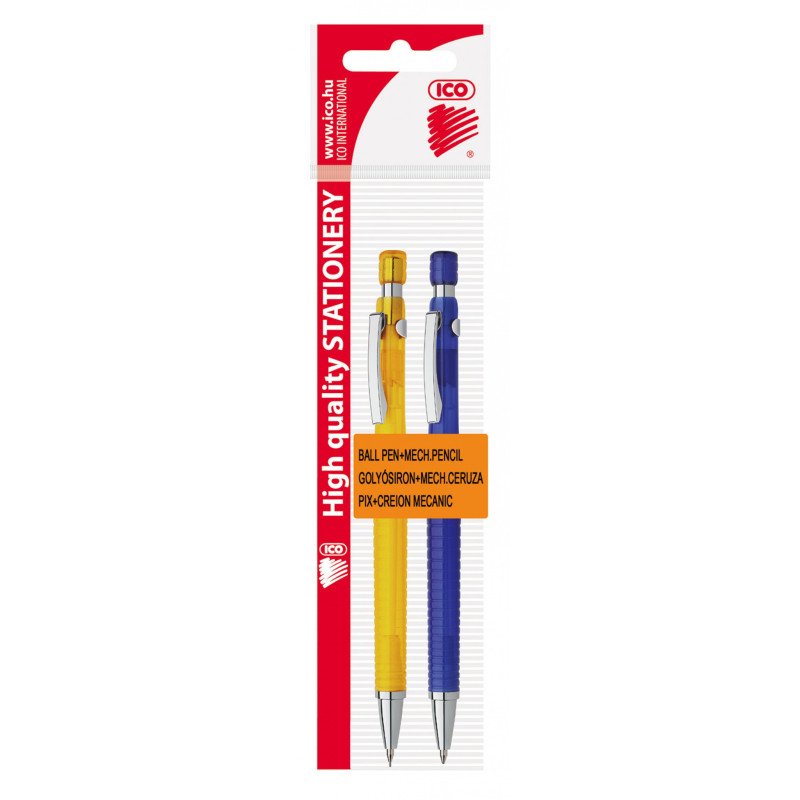 Zestaw ICO, długopis automatyczny Golf + ołówek automatyczny 0,5mm, blister, mix kolorów