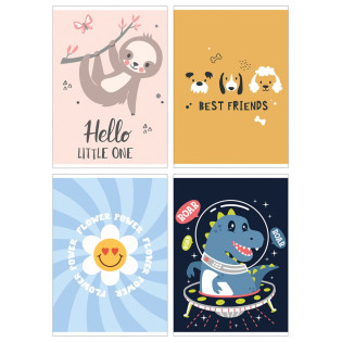 Zeszyt szkolny GIMBOO, A5, w 3 linie, 16 kart., 70gsm, mix wzorów