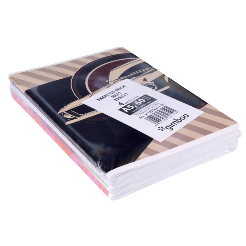 Zeszyt szkolny GIMBOO, A5, w linie, 60 kart., 70gsm, mix wzorów