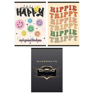 Zeszyt szkolny GIMBOO, A4, w kratkę, 32 kart., 70gsm, mix wzorów