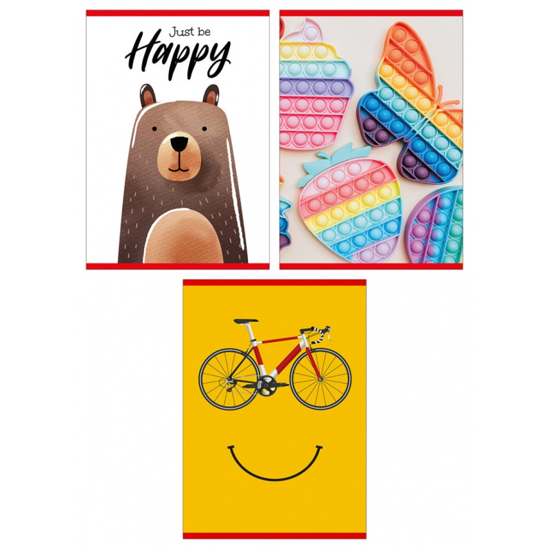 Zeszyt szkolny GIMBOO, A4, w 3 linie, 32 kart., 70gsm, mix wzorów