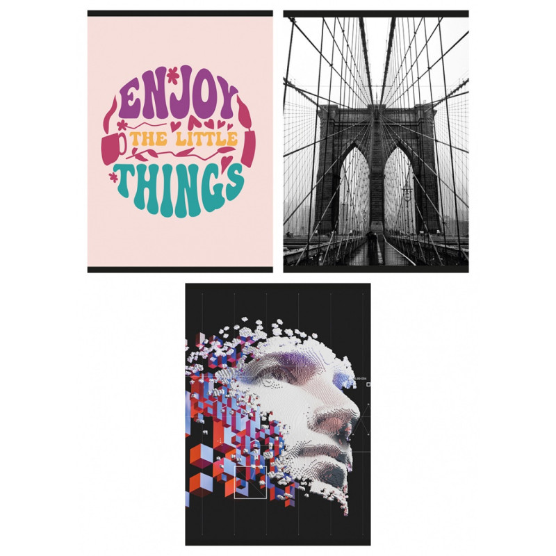 Zeszyt szkolny GIMBOO, A4, w linie, 60 kart., 70gsm, mix wzorów