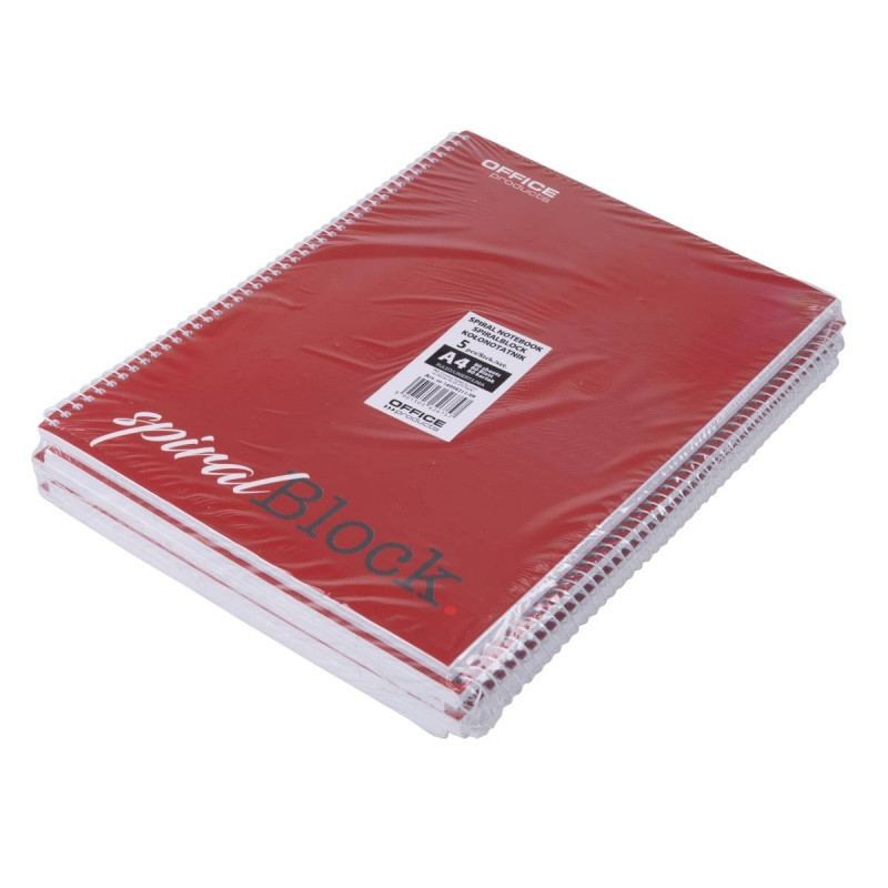 Kołonotatnik OFFICE PRODUCTS, A4, w linie, 80 kart., 70gsm, bordowy