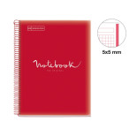 Kołozeszyt MIQUELRIUS NB-1 Emotions, PP, A4, w kratkę, 80 kart., 90g, czerwony