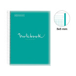 Kołozeszyt MIQUELRIUS NB-1 Emotions, PP, A4, w kratkę, 80 kart., 90g, turkusowy