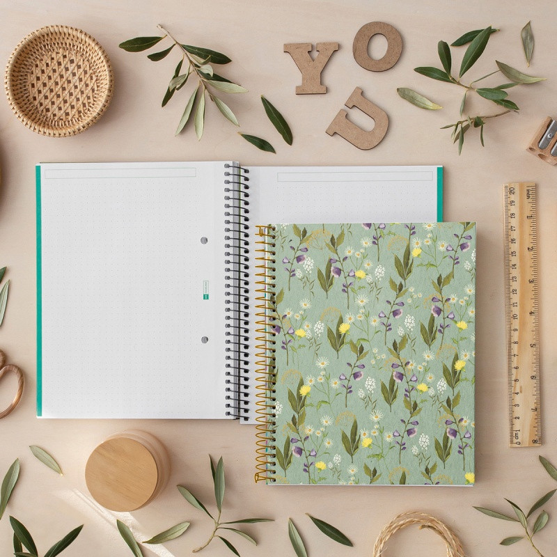 Kołozeszyt MIQUELRIUS NB-4, A4, w kratkę, 120 kart., 70g, green garden