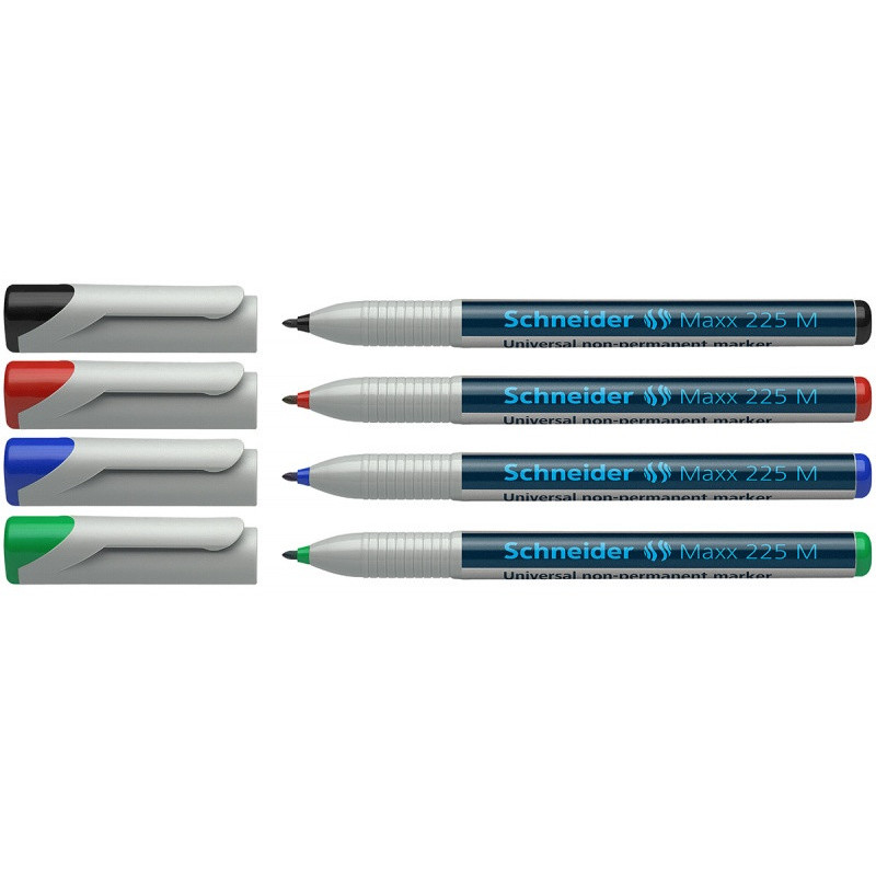 Zestaw foliopisów niepermanentnych SCHNEIDER Maxx 225 M, 4 szt., w etui, mix kolorów
