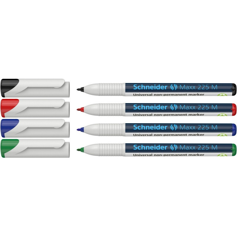 Zestaw foliopisów niepermanentnych SCHNEIDER Maxx 225 M, 4 szt., w etui, mix kolorów
